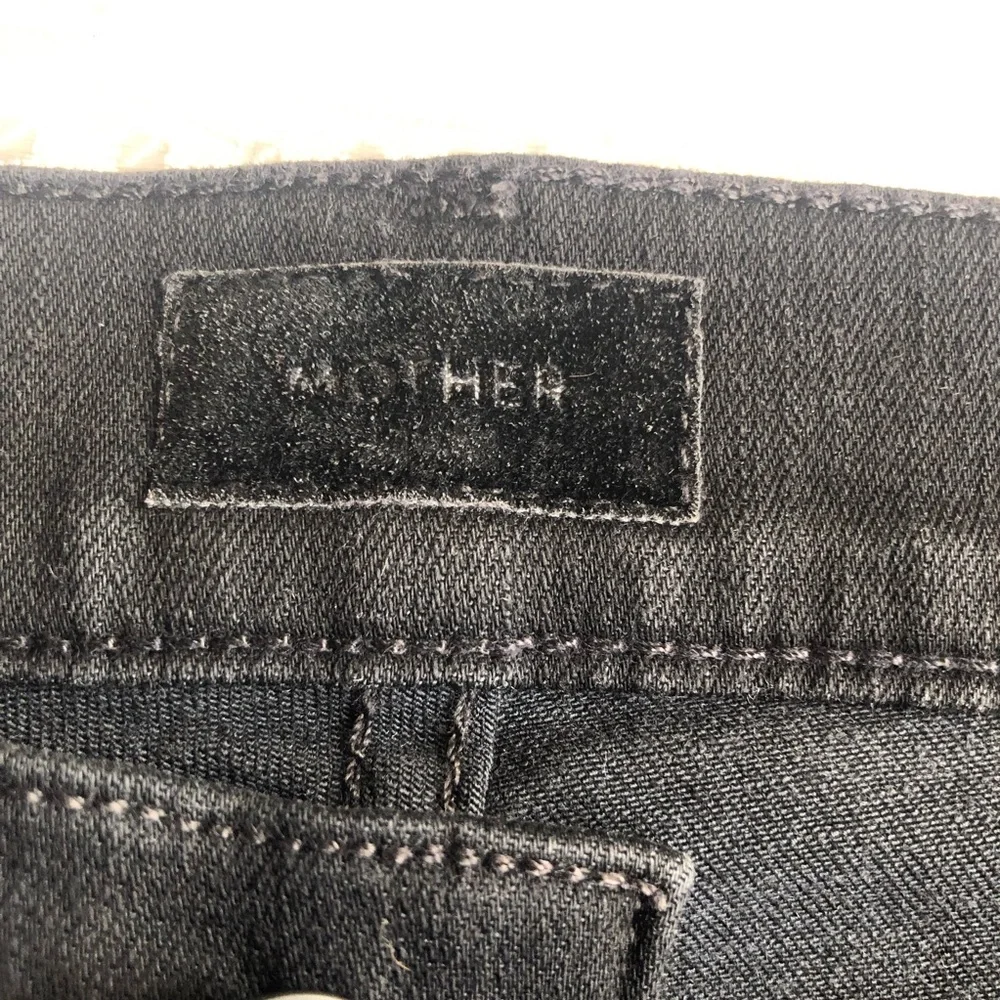MOTHER The Insider Crop High-Rise Black/Cream Denim Jeans Pants Women’s Size 27